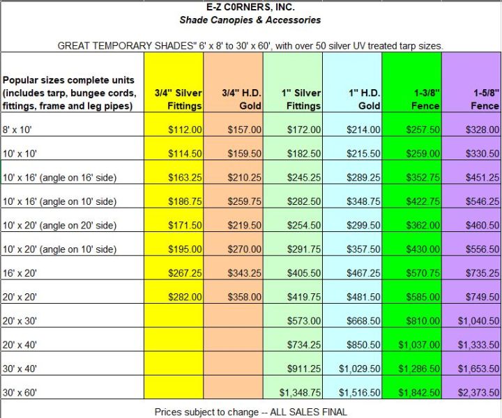 Ez Corner Tents Designs Ez Corners Inc List